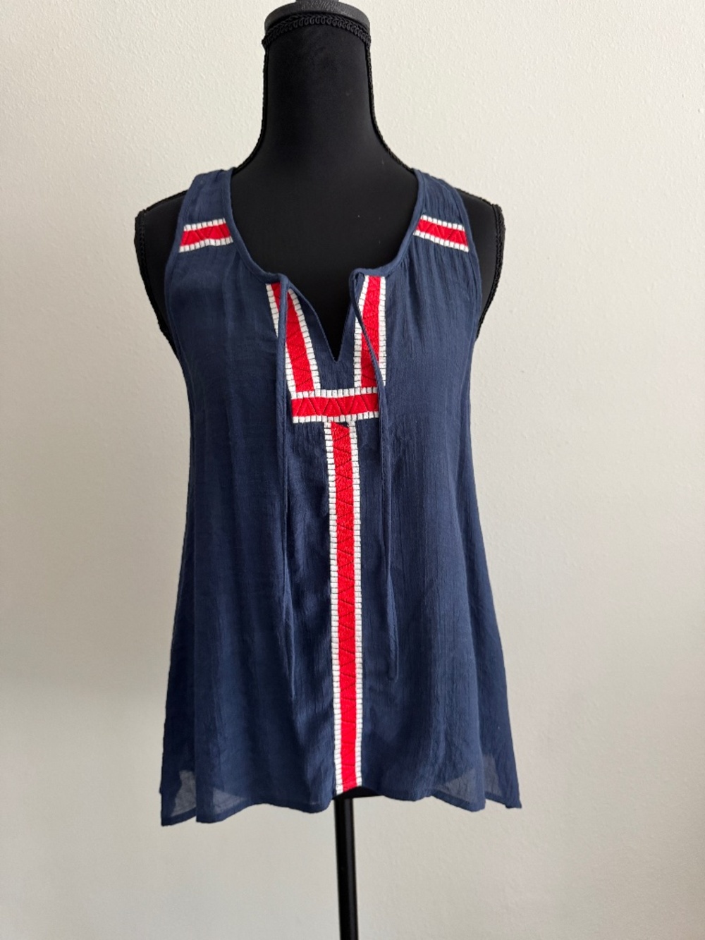 THML navy blue sleeveless tunic top; Sz S